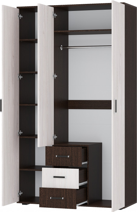 Шкаф трехдверный Белла, венге/ясень белый