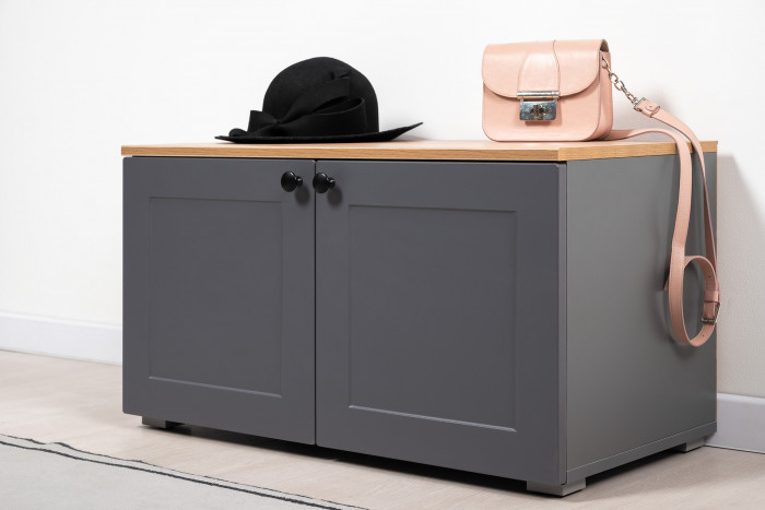 Остин Прихожая 43, цвет серый графит/дуб крафт золотой, ШхГхВ 200х54,3х229,6 см., универсальная сборка