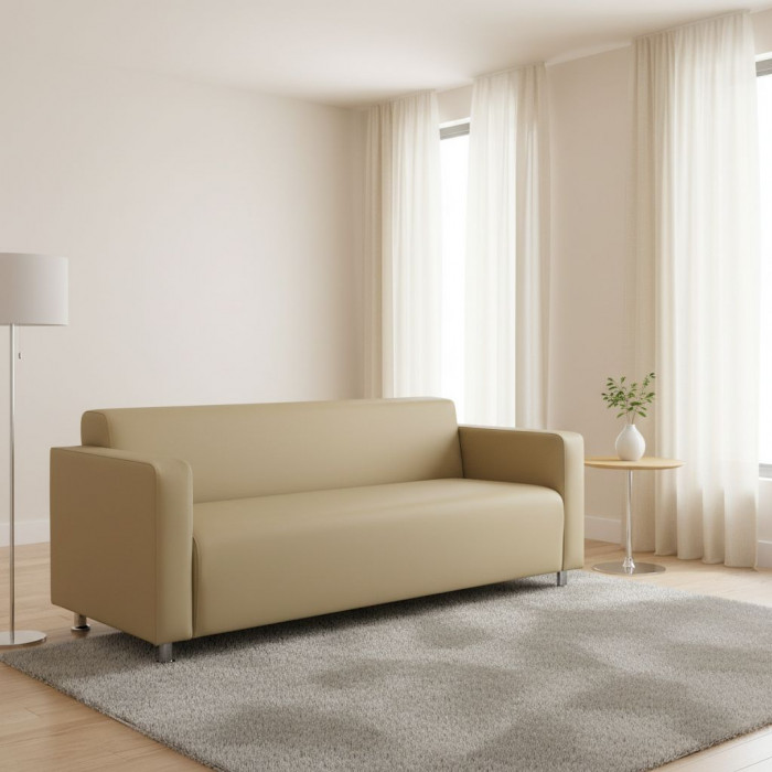 Диван прямой Томи, 180х78х75 см, экокожа, бежевый
