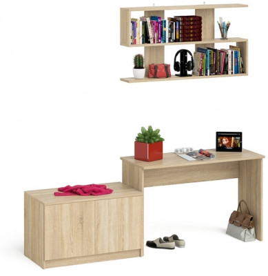 Мори Стол письменный МСП1200.1 + Тумба МА900.1 + Полка 1200, цвет дуб сонома, ШхГхВ 210,8х50,4х209,6 см., универсальная сборка