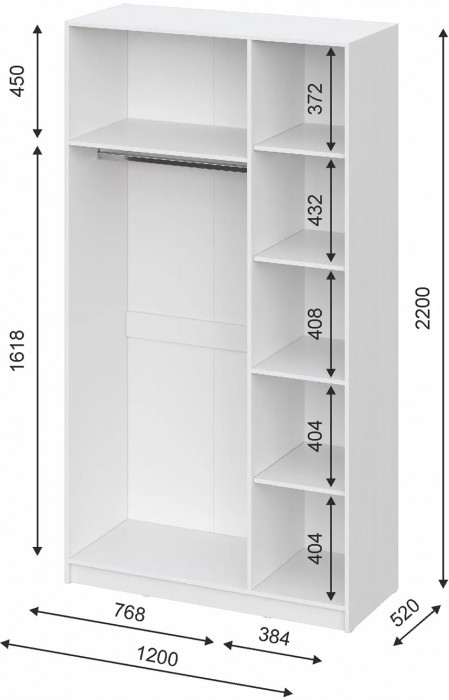 шкаф распашной Берген ШК-1200 белое дерево/белое дерево
