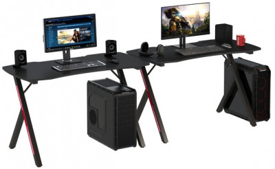 Два игровых стола Мебель--24 GT-2310, цвет чёрный, ШхГхВ 240х60х73 см.(регулировка высоты столов от 72,5 см. до 73,5 см.)