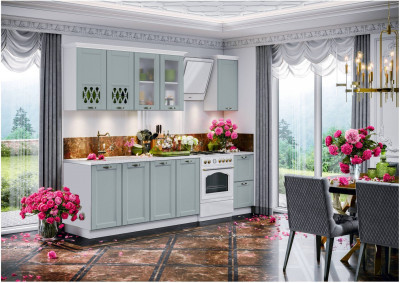 Кухня МДФ 2000 Милано Компоновка №2 (Шарли бриз, Белый)