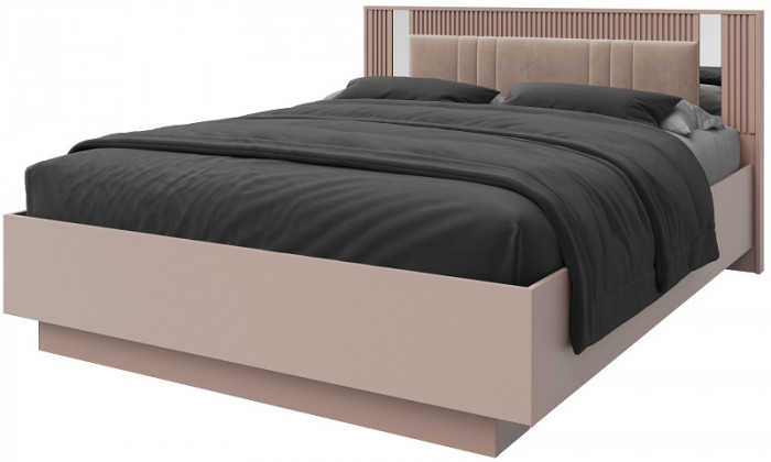 Кровать КИНГ-САЙЗ 180х200 "Харди" с ПМ - Латте/Ирландский ликер (зеркальн. вставки)