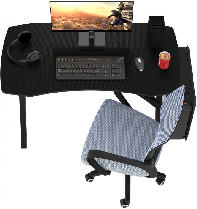 Игровой стол Мебель--24 GT-2310 + кресло компьютерное 103 серое, цвет чёрный, ШхГхВ 120х60х73 + 59х56х83-94 см.