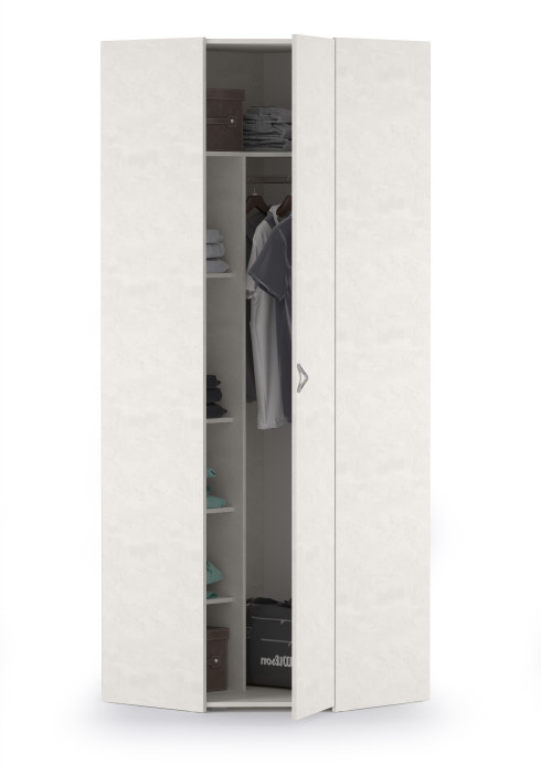 Амели Шкаф для одежды 13.131(угловой), цвет шёлковый камень, ШхГхВ 81,3х81,3х230 см., универсальная дверь