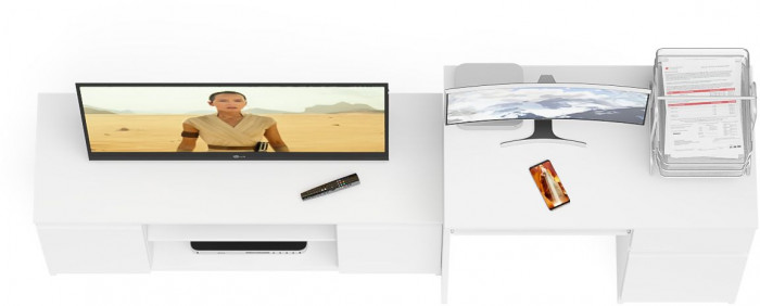 Мори Стол компьютерный МС-1 правый + Тумба МТВ1200.1, цвет белый, ШхГхВ 210,4х50х76,6 см., выдвижной ящик справа, НЕ универсальная сборка