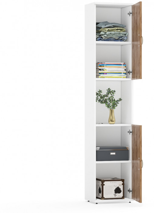 Лидер-8 Модуль Пенал, белый шагрень/крафт золото