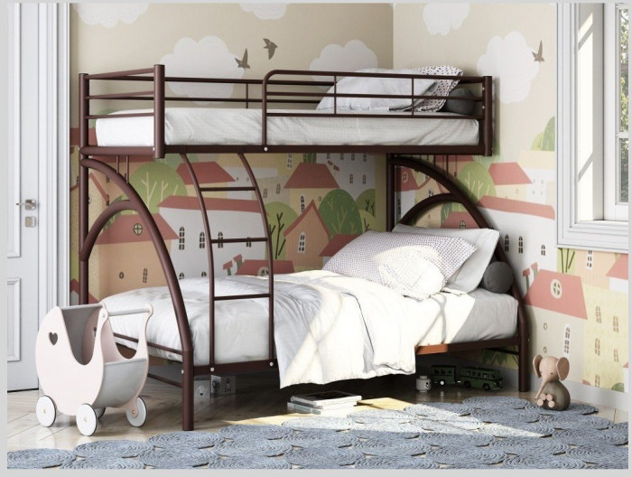 Двухъярусная кровать Виньола-2 (с укороченной лестницей) (Белый)