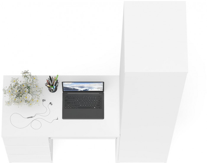 Мори Стол компьютерный МС-6 левый + Пенал МШ400.1, цвет белый, ШхГхВ 130,4х50,4х209,6 см., выдвижные ящики слева, НЕ универсальная сборка