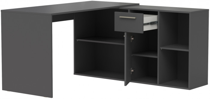 Лайт Стол письменный 03.245.01, цвет тёмно-серый, ШхГхВ 136,2х139,2х75,2 см.(угловой) или 203,7х60х75,2 см.(прямой), универсальная сборка