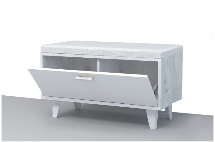 Модульная прихожая ЭГО 2 (Бетон светлый / Белый глянец)