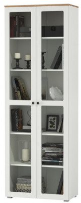 Остин 16.394.02 Шкаф-витрина, цвет белый шагрень/дуб крафт золотой, ШхГхВ 80х41,8х229,8 см.