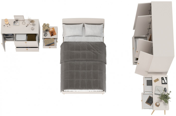 Афина Спальня 32-1200, цвет кашемир серый, сп.м. 1200х2000 мм., б/м, основание есть - фанера