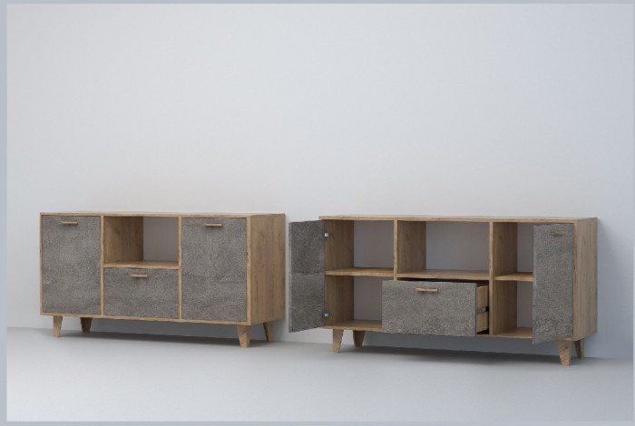 Эго Тумба Т-2 НГ (Камень Темный/Дуб Крафт Золотой)