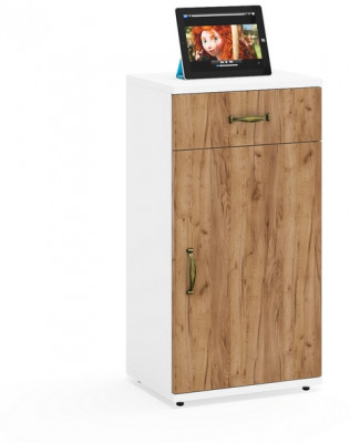 Лидер-8 Модуль Тумба МД 3.15, белый шагрень/крафт золото