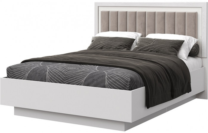 Кровать КИНГ-САЙЗ 180х200 "Харди-1" с ПМ - Белый текстурный/Ясень белый
