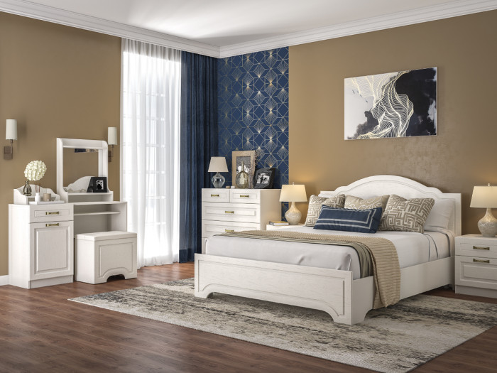 Ливерпуль Кровать 11.08 + основание + ножки, цвет ясень ваниль/белый, ШхГхВ 166х204х112 см., сп. м. 1600х2000 мм., б/м, ортопед есть