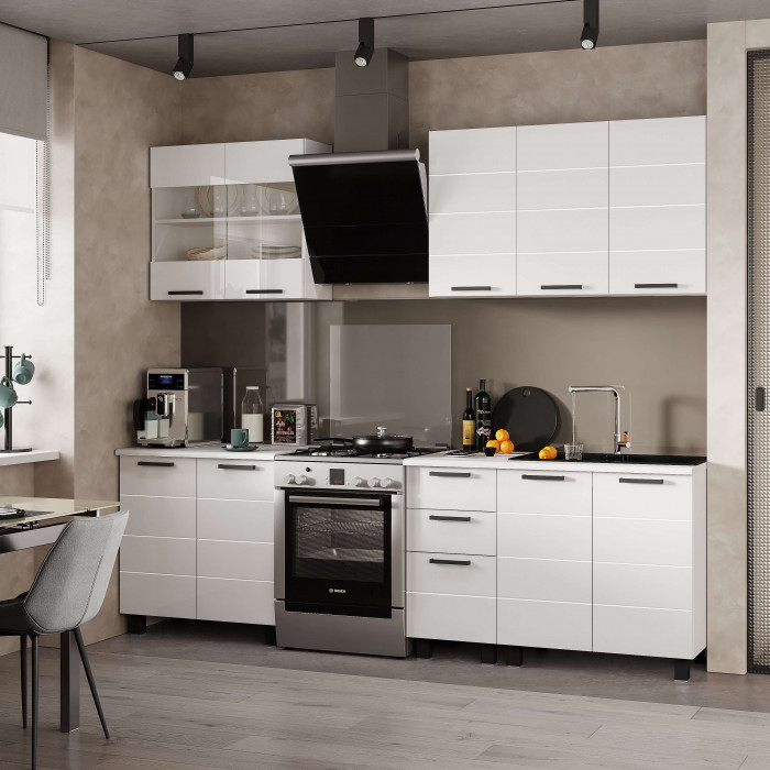 Кухня 2,0м "Дина" белый/белый глянец МДФ