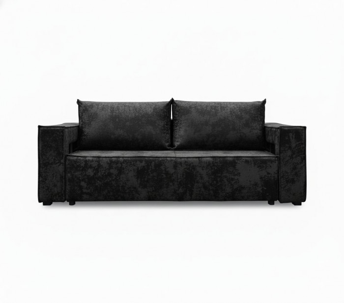 Диван-еврокнижка Лофт Люкс Плюш с подсветкой, 140х195, черный