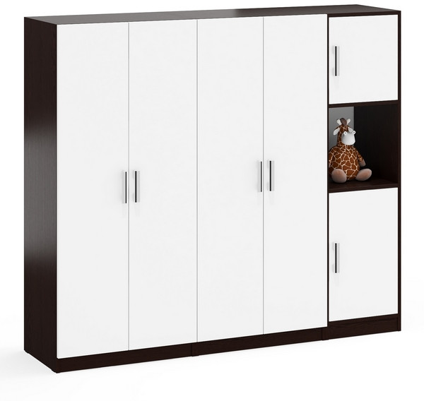 Шкаф С-МД-СК9Ш+Пенал С-МД-СК9П+Шкаф С-МД-СК9Ш, цвет венге/белый шагрень, ШхГхВ 183х45х160 см., универсальная сборка