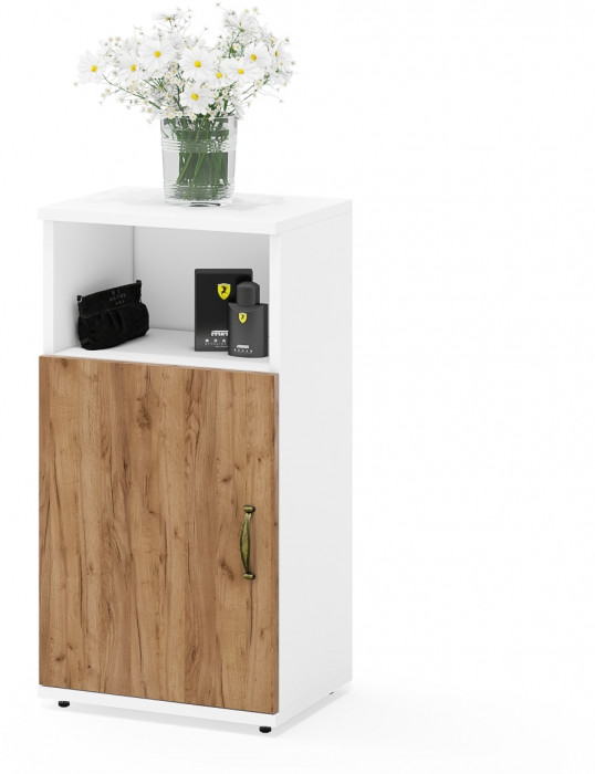 Лидер-8 Модуль Тумба МД 3.19, белый шагрень/крафт золото