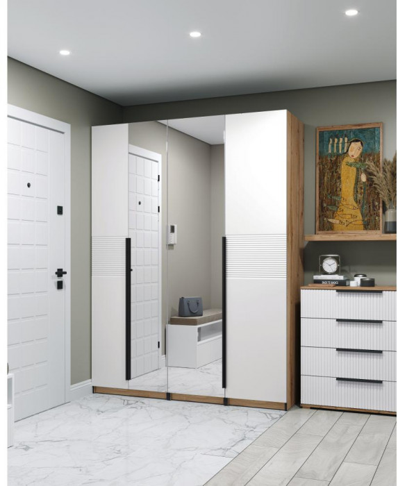 Гардеробная Квадро комплект 1.2 (1750), Дуб Вотан, Белый