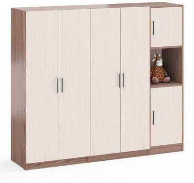 Шкаф С-МД-СК9Ш+Пенал С-МД-СК9П+Шкаф С-МД-СК9Ш, цвет ясень шимо светлый/ясень шимо тёмный, ШхГхВ 183х45х160 см., универсальная сборка