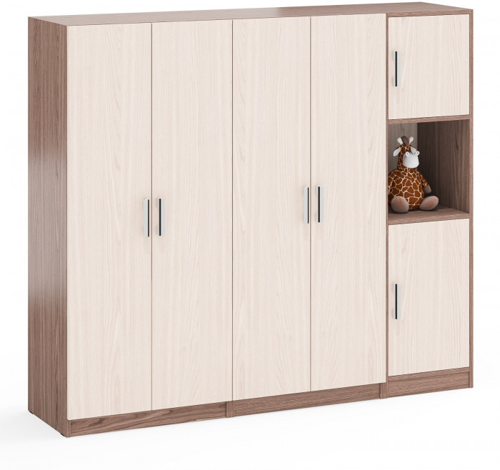 Шкаф С-МД-СК9Ш+Пенал С-МД-СК9П+Шкаф С-МД-СК9Ш, цвет ясень шимо светлый/ясень шимо тёмный, ШхГхВ 183х45х160 см., универсальная сборка