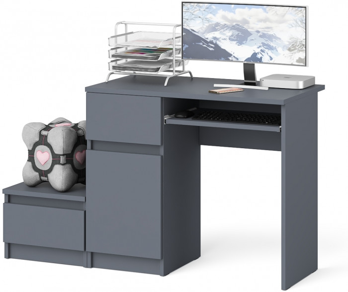 Мори Стол компьютерный МС-1 левый + Тумба ТМП400.1, цвет графит, ШхГхВ 130,4х50х76,6 см., выдвижной ящик слева, НЕ универсальная сборка