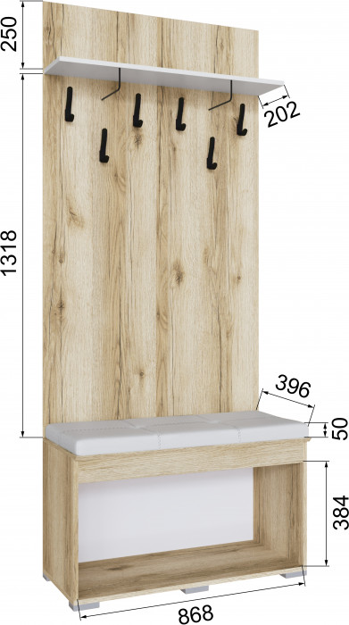 Плейона Тумба с вешалкой делано/белый