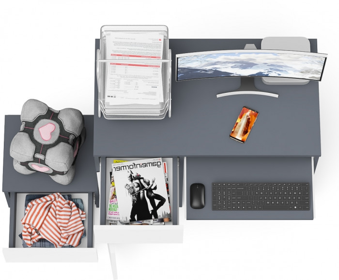 Мори Стол компьютерный МС-1 левый + Тумба ТМП400.1, цвет графит/белый, ШхГхВ 130,4х50х76,6 см., выдвижной ящик слева, НЕ универсальная сборка