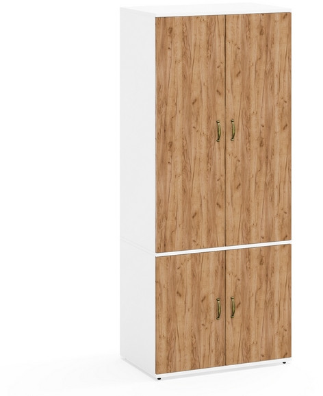 Лидер-8 Модуль Шкаф МД 19Б, белый шагрень/крафт золото