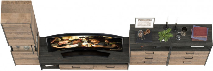 Трувор Гостиная 102, цвет дуб гранж песочный/интра, ШхГхВ 326,6х45,4х210 см., универсальная сборка