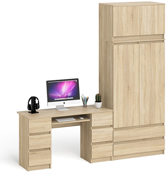 Мори Стол компьютерный МС-2 + Шкаф МШ900.1 + Антресоль МА900.1, цвет дуб сонома, ШхГхВ 225,8х50,4х234,2 см., универсальная сборка