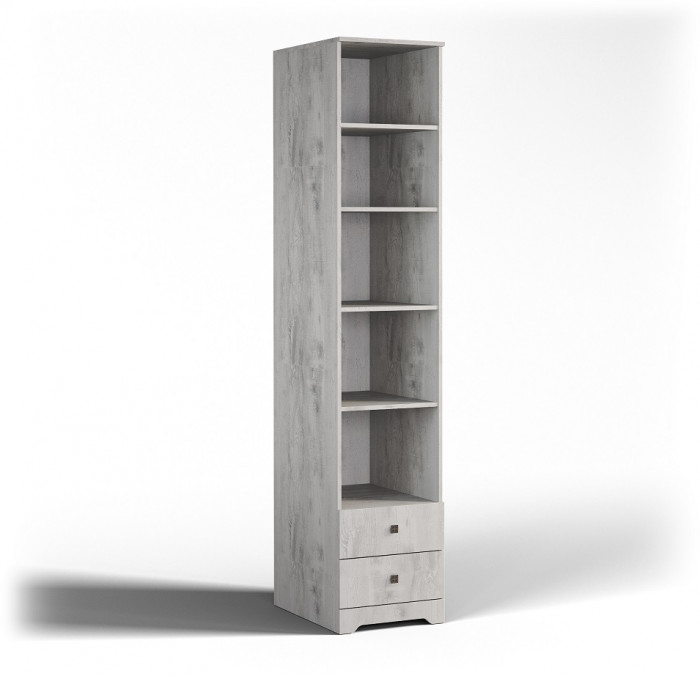 Стеллаж с 2-мя ящиками "Атланта" - Бетон пайн светлый