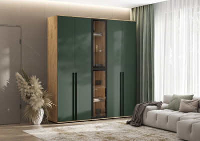 Норд Шкафы 800 + Пенал-стекло 400, Дуб крафт/Изумрудный