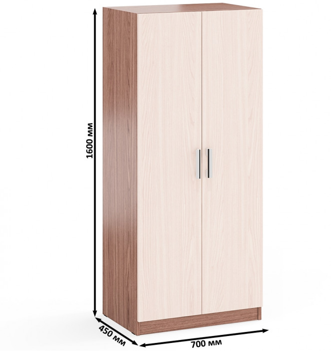Шкаф С-МД-СК9Ш+Пенал С-МД-СК9П, цвет ясень шимо светлый/ясень шимо тёмный, ШхГхВ 113х45х160 см., универсальная сборка