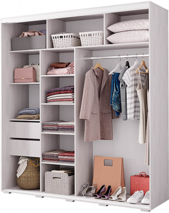 Шкаф-купе "Крафт-6" (1962х2176х591) ясень белый