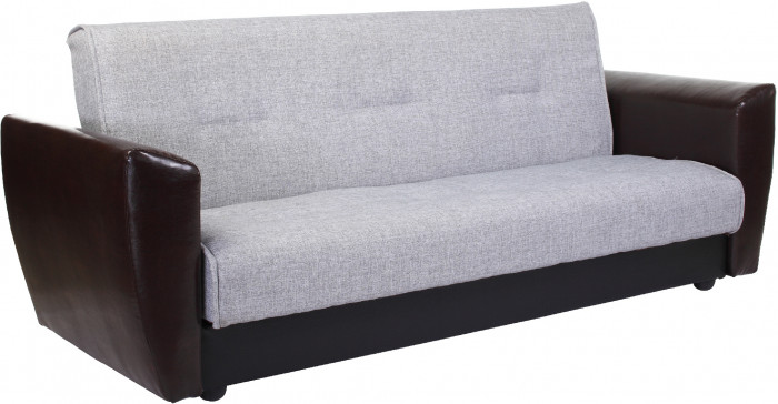 Диван-книжка Амстердам, 120х190, рогожка/экокожа, серый