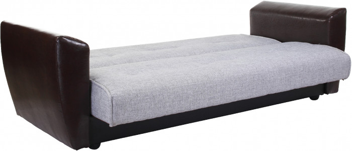 Диван-книжка Амстердам, 120х190, рогожка/экокожа, серый