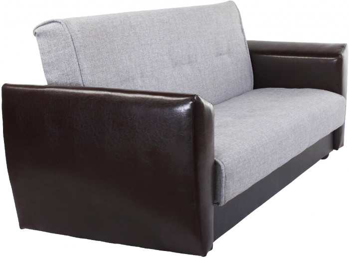 Диван-книжка Амстердам, 120х190, рогожка/экокожа, серый