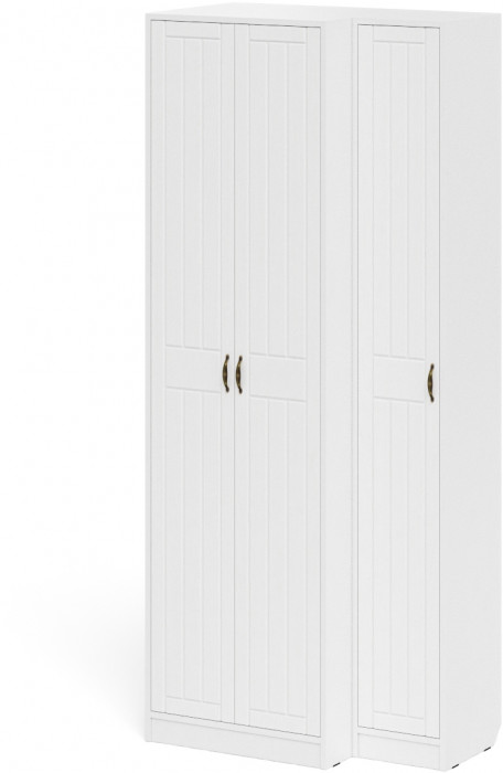 Прихожая П-6 Шкаф + Пенал, цвет белая шагрень/фасады МДФ белое дерево фрезеровка прованс, ШхГхВ 90х50х210 см., универсальная сборка