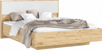 Сильвия Кровать парящая 1,6м с ПМ с подсветкой Браш Вайт/Дуб Крафт, Дуб Крафт
