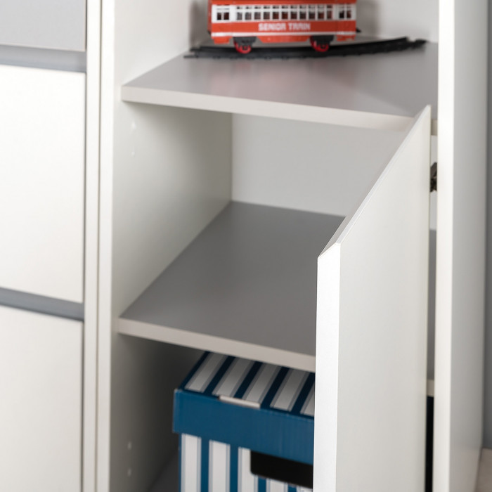 Торонто 13.13 Шкаф комбинированный + 13.321 Комод, цвет белый шагрень/стальной серый, ШхГхВ 120х40,3х149,7 см., универсальная сборка