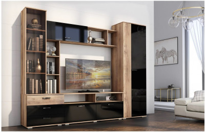 Гостиная Крокус, делано/черный глянец