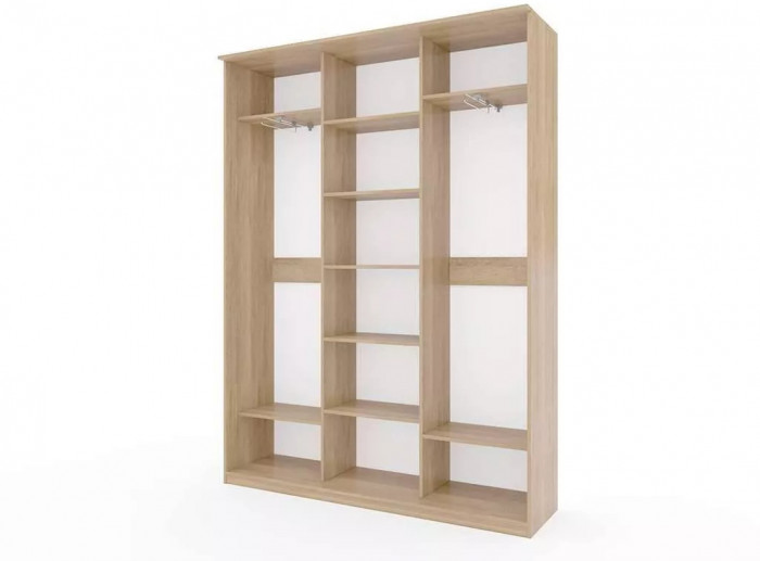 Шкаф купе Модерн 1776х450 3-х дверный 3-х секционный зеркальный с пескоструем №2 ясень