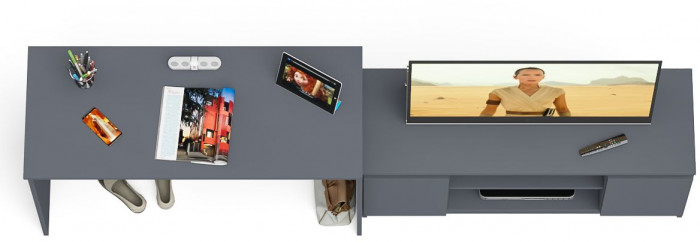 Мори Стол письменный МСП1200.1 + Тумба МТВ1200.1, цвет графит, ШхГхВ 240,8х50х76,6 см., универсальная сборка