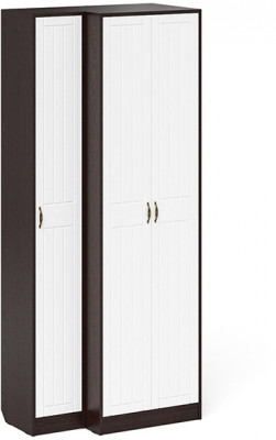 Прихожая П-6 Шкаф + Пенал, цвет венге/фасады МДФ белое дерево фрезеровка прованс, ШхГхВ 90х50х210 см., универсальная сборка
