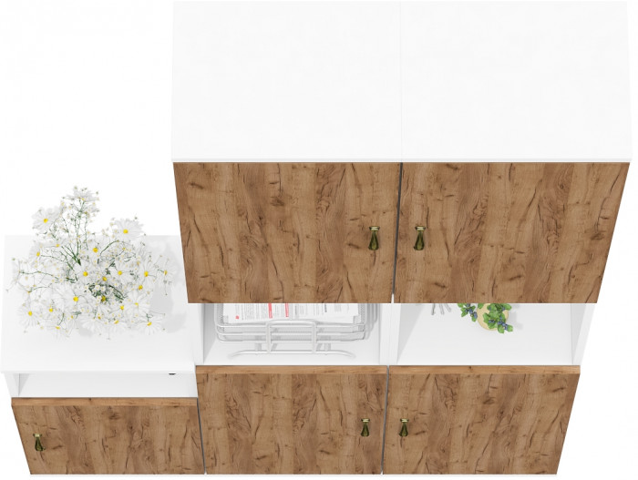 Лидер-8 Пенал + Пенал + Тумба МД 3.19, белый шагрень/крафт золото